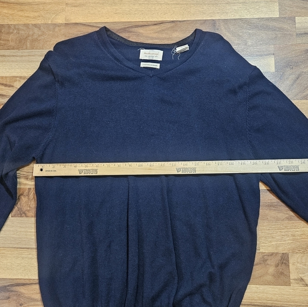 Weatherproof Cotton Cashmere V-neck sweater Blue Medium - Picture 3 of 9